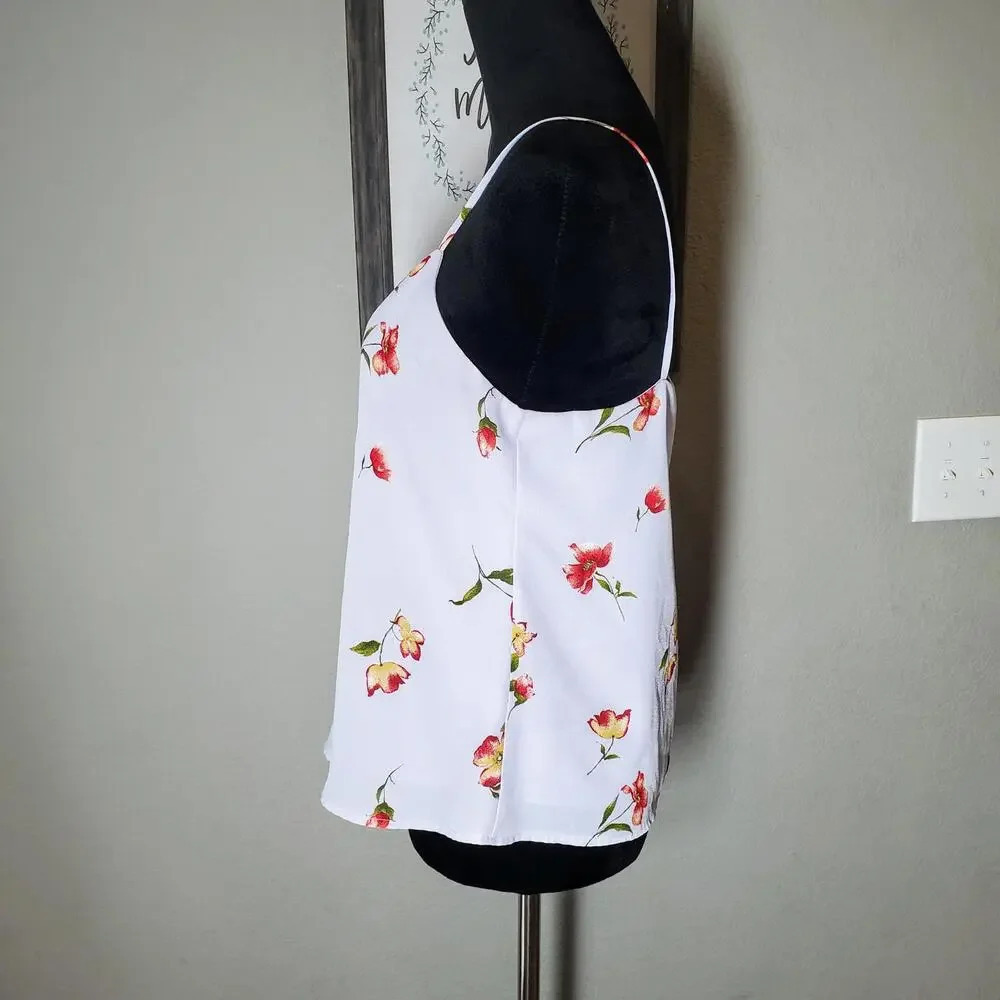 Leith Purple Floral Spaghetti Strap V-Neck Tank Top Cami Size Small - Picture 3 of 12